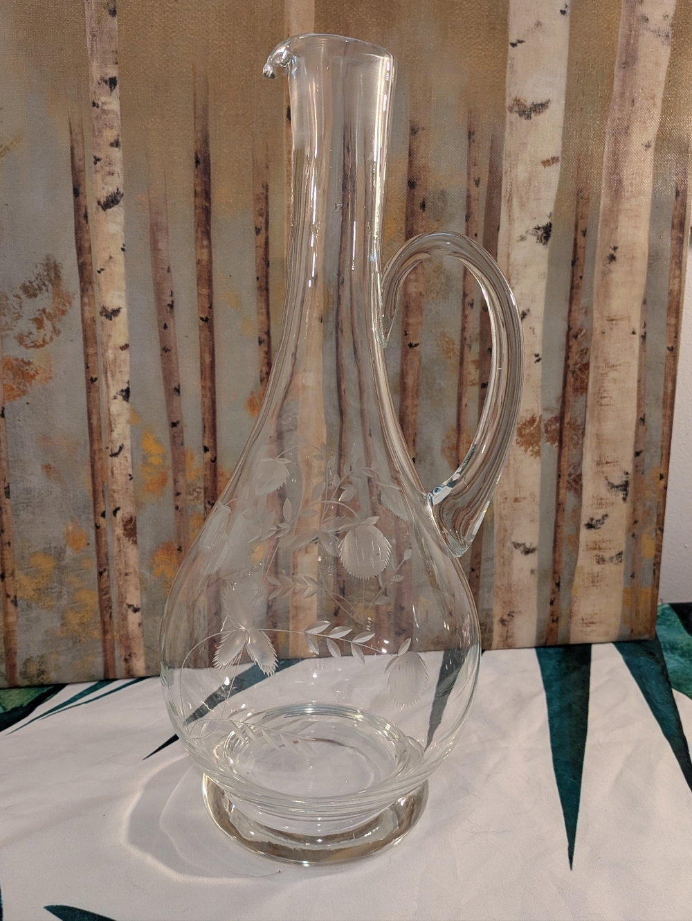 MCM Etched Glass Italian Pitcher Decanter